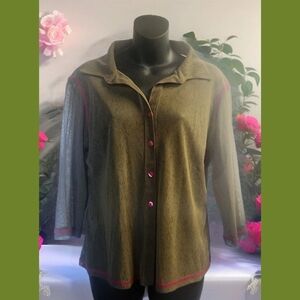 BARANDA OLIVE GREEN WITH RED BUTTON FRONT DESIGNER SIZE X/L